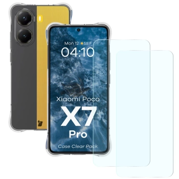 Elastyczne etui + 2x szkło hartowane Bizon Case Clear Pack do Xiaomi POCO X7 Pro
