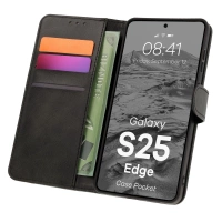 Etui z klapką Bizon Case Pocket do Galaxy S25 Edge, czarne