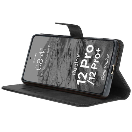 Etui z klapką Bizon Case Pocket do Realme 12 Pro / 12 Pro+, czarne
