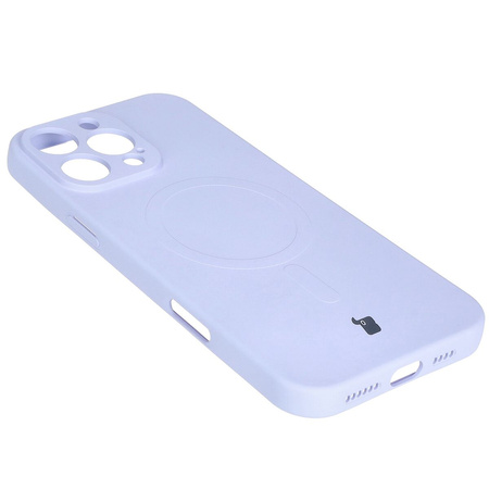 Silikonowe etui z pierścieniem magnetycznym Bizon Case Silicone Magnetic do iPhone 16 Pro Max, jasnofioletowe