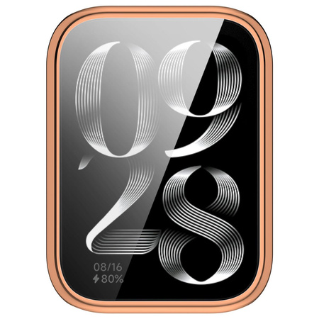 Etui z osłoną ekranu Bizon Case Watch Felipe do Xiaomi Mi Smart Band 9 Pro, różowozłote