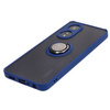 Etui z uchwytem na palec Bizon Case Hybrid Ring do Oppo A58 4G, przydymione z granatową ramką
