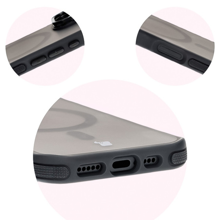 Etui z podstawką i pierścieniem magnetycznym Bizon Case Eclipse do iPhone 16 Plus, przydymione z czarną ramką