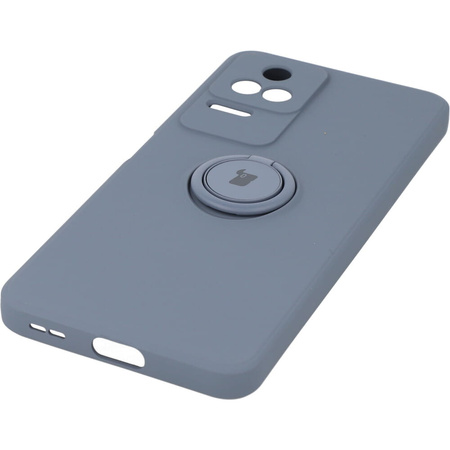 Etui Bizon Case Silicone Ring Sq do Xiaomi Poco F4, szare