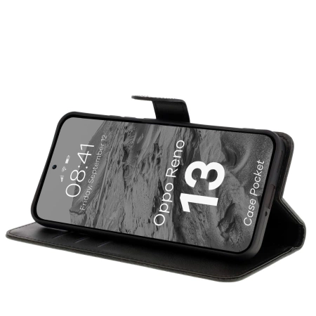 Etui z klapką Bizon Case Pocket do Oppo Reno13, czarne