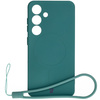 Silikonowe etui z pierścieniem magnetycznym Bizon Case Silicone Magnetic do Galaxy S25 / Galaxy S24, ciemnozielone