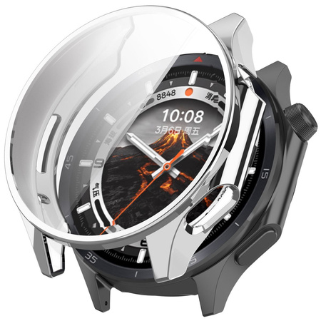 Etui z osłoną ekranu Bizon Case Watch Felipe do OnePlus Watch 3 / Oppo Watch X2, srebrne