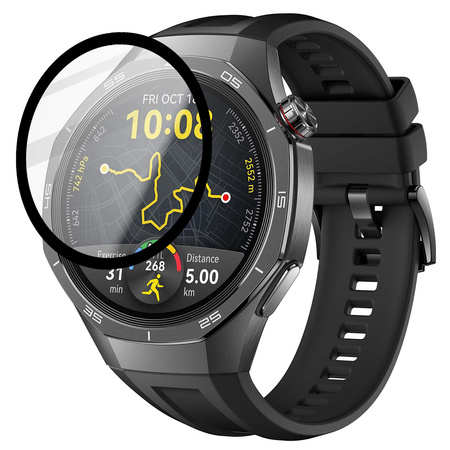 Szkło hybrydowe Bizon Glass Watch Edge Hybrid dla Huawei Watch GT 5 Pro 46 mm, czarne