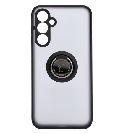 Etui z uchwytem na palec Bizon Case Hybrid Ring do Galaxy A25 5G, przydymione z czarną ramką