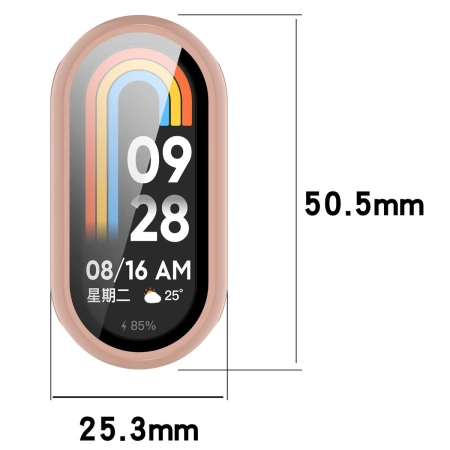 Etui ze szkłem do zegarka Bizon Case Watch Adamo do Xiaomi Smart Band 10, różowe