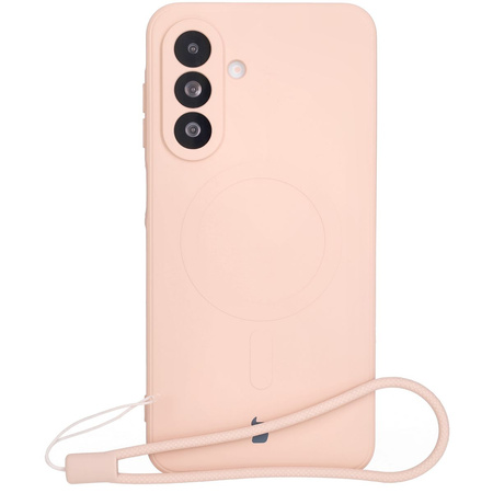 Silikonowe etui z pierścieniem magnetycznym Bizon Case Silicone Magnetic Sq do Galaxy A26 5G, jasnoróżowe
