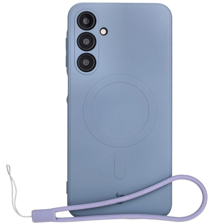 Silikonowe etui z pierścieniem magnetycznym Bizon Case Silicone Magnetic Sq do Galaxy A16 4G / 5G, szare