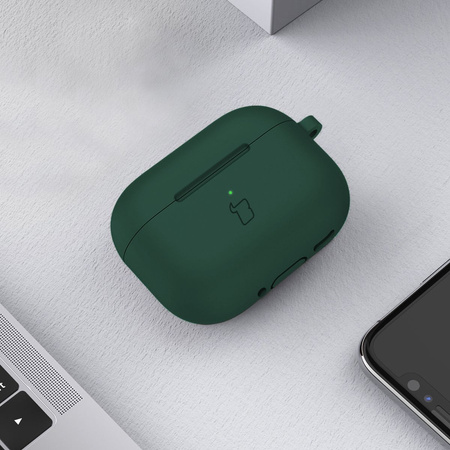 Silikonowe etui z karabińczykiem Bizon Case Headphone Silicone do AirPods 4, jasnozielone