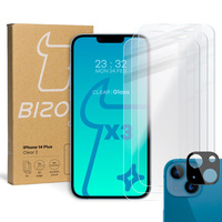 3x Szkło hartowane + szybka na aparat Bizon Glass Clear 2 Pack do iPhone 14 Plus