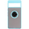 Etui z uchwytem na palec Bizon Case Hybrid Ring do Google Pixel 7, przydymione z jasnoniebieską ramką