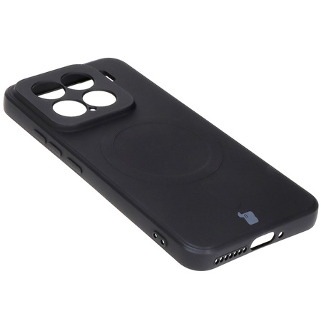 Silikonowe etui z pierścieniem magnetycznym Bizon Case Silicone Magnetic Sq do Xiaomi 15, czarne