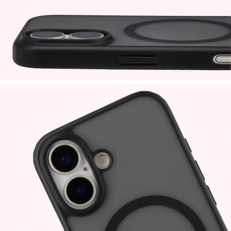 Etui z pierścieniem magnetycznym Bizon Case MatteO do iPhone 17, przydymione-czarne