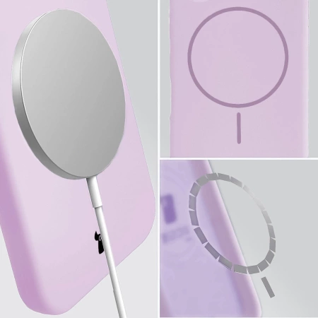 Silikonowe etui z pierścieniem magnetycznym Bizon Soft Case Magnetic do Galaxy S25 Ultra, jasnofioletowe