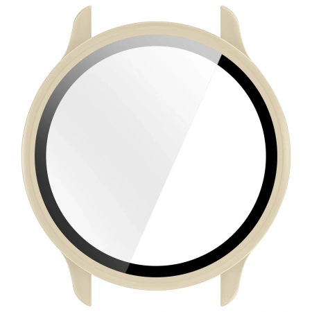 Etui ze szkłem do zegarka Bizon Case Watch Adamo do Garmin Vivoactive 6, beżowe