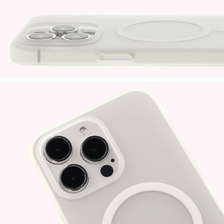 Etui z pierścieniem magnetycznym Bizon Case MatteO do iPhone 15 Pro Max, półprzezroczyste