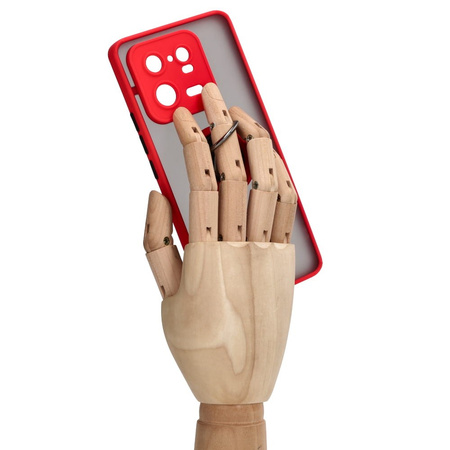 Etui z uchwytem na palec Bizon Case Hybrid Ring do Xiaomi 13 Pro, przydymione z czerwoną ramką