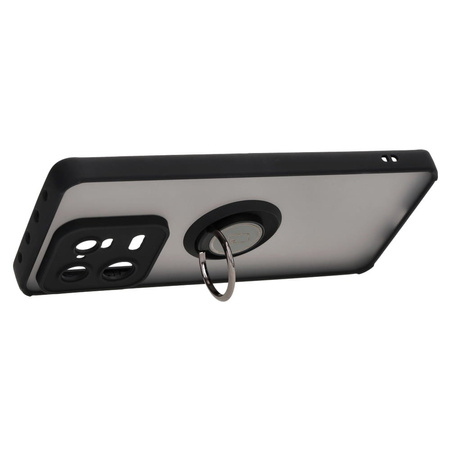 Etui z uchwytem na palec Bizon Case Hybrid Ring do Xiaomi 13 Pro, przydymione z czarną ramką