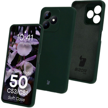 Silikonowe etui Bizon Soft Case do Realme Note 50 / Realme C53 / C51, ciemnozielone