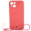 Etui silikonowe z pierścieniem magnetycznym Bizon Case Silicone Magnetic do iPhone 14, brudnoróżowe