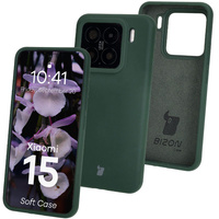 Silikonowe etui Bizon Soft Case do Xiaomi 15, ciemnozielone