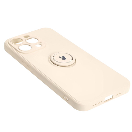 Etui Bizon Case Silicone Ring Sq do iPhone 15 Pro Max, beżowe