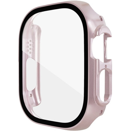 Etui Bizon Case+Glass do Apple Watch Ultra 49mm, różowe