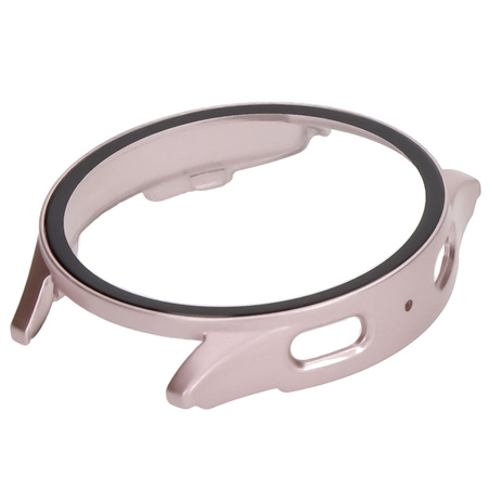 Etui ze szkłem do zegarka Bizon Case Watch Adamo do Galaxy Watch 7 44 mm, satynowo różowe