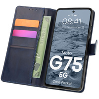 Etui z klapką Bizon Case Pocket do Motorola Moto G75 5G, granatowe