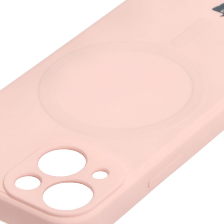 Etui Bizon Case Silicone Magnetic Sq do iPhone 13 Mini, jasnoróżowe