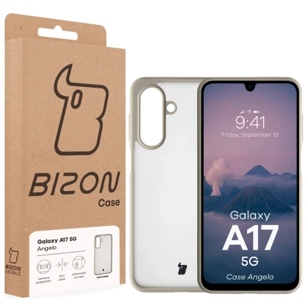 Etui Bizon Case Angelo do Galaxy A17 5G, półprzezroczyste z beżową ramką