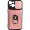 Etui Bizon Case Camshield Card Slot Ring do iPhone 14, jasnoróżowe