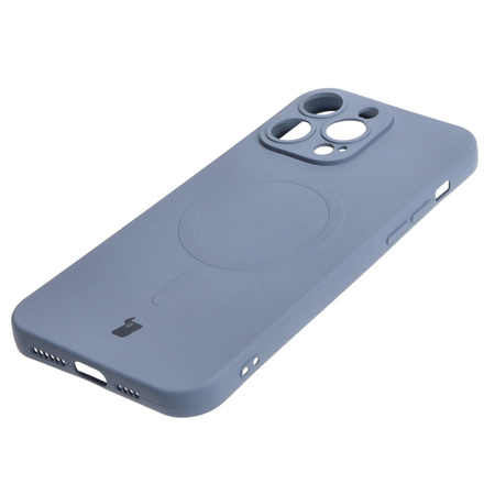 Etui silikonowe z pierścieniem magnetycznym Bizon Case Silicone Magnetic do iPhone 14 Pro Max, szare