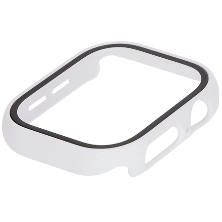 Etui ze szkłem do zegarka Bizon Case Watch Adamo do Apple Watch 11 / 10 42mm, białe