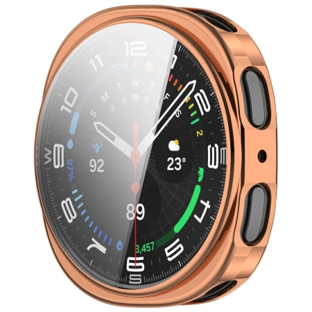 Etui z osłoną ekranu Bizon Case Watch Felipe do Galaxy Watch 8 40 mm, różowozłote
