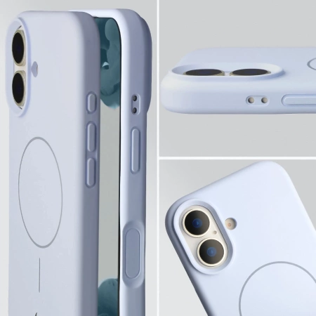 Silikonowe etui z pierścieniem magnetycznym Bizon Soft Case Magnetic do iPhone 17, błękitne