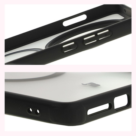 Etui z pierścieniem magnetycznym Bizon Case MatteO do Oppo Find X8 Pro, półprzezroczyste z czarną ramką