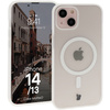 Etui z pierścieniem magnetycznym Bizon Case MatteO do iPhone 14 / Phone 13, półprzezroczyste z przezroczystą ramką
