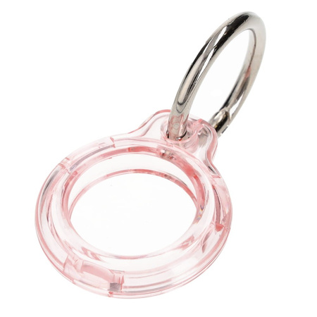 Etui Bizon Case Locator Keychain do Apple AirTag, przezroczysto-różowe