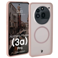 Etui z pierścieniem magnetycznym Bizon Case MatteO do Nothing Phone (3a) Pro, przydymione-różowe