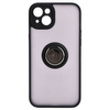 Etui z uchwytem na palec Bizon Case Hybrid Ring do iPhone 15 Plus, przydymione z czarną ramką