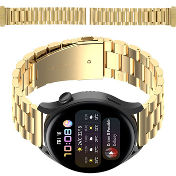 Pasek ze stali nierdzewnej do smartwatcha, Bizon Strap Watch Aura, Quick Release 18 mm, złoty