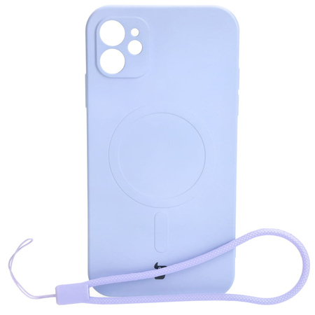 Etui silikonowe z pierścieniem magnetycznym Bizon Case Silicone Magnetic do iPhone 11, jasnofioletowe
