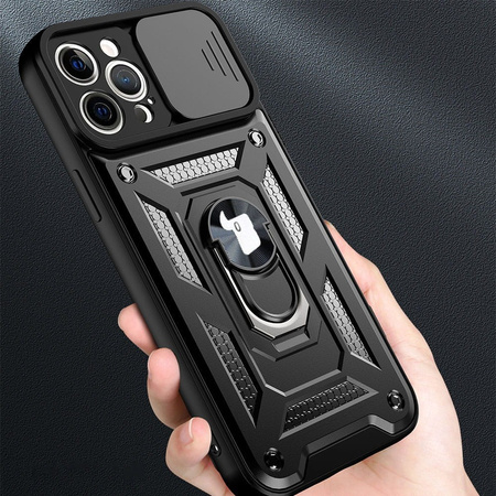 Etui Bizon Case CamShield Ring do iPhone 12 Pro Max, czarne