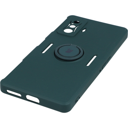 Etui Bizon Case Silicone Ring do Xiaomi Poco F4 GT, ciemnozielone