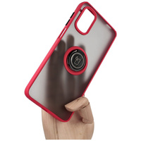 Etui z uchwytem na palec Bizon Case Hybrid Ring do Motorola Moto G22 / E32 / E32s, przydymione z czerwoną ramką